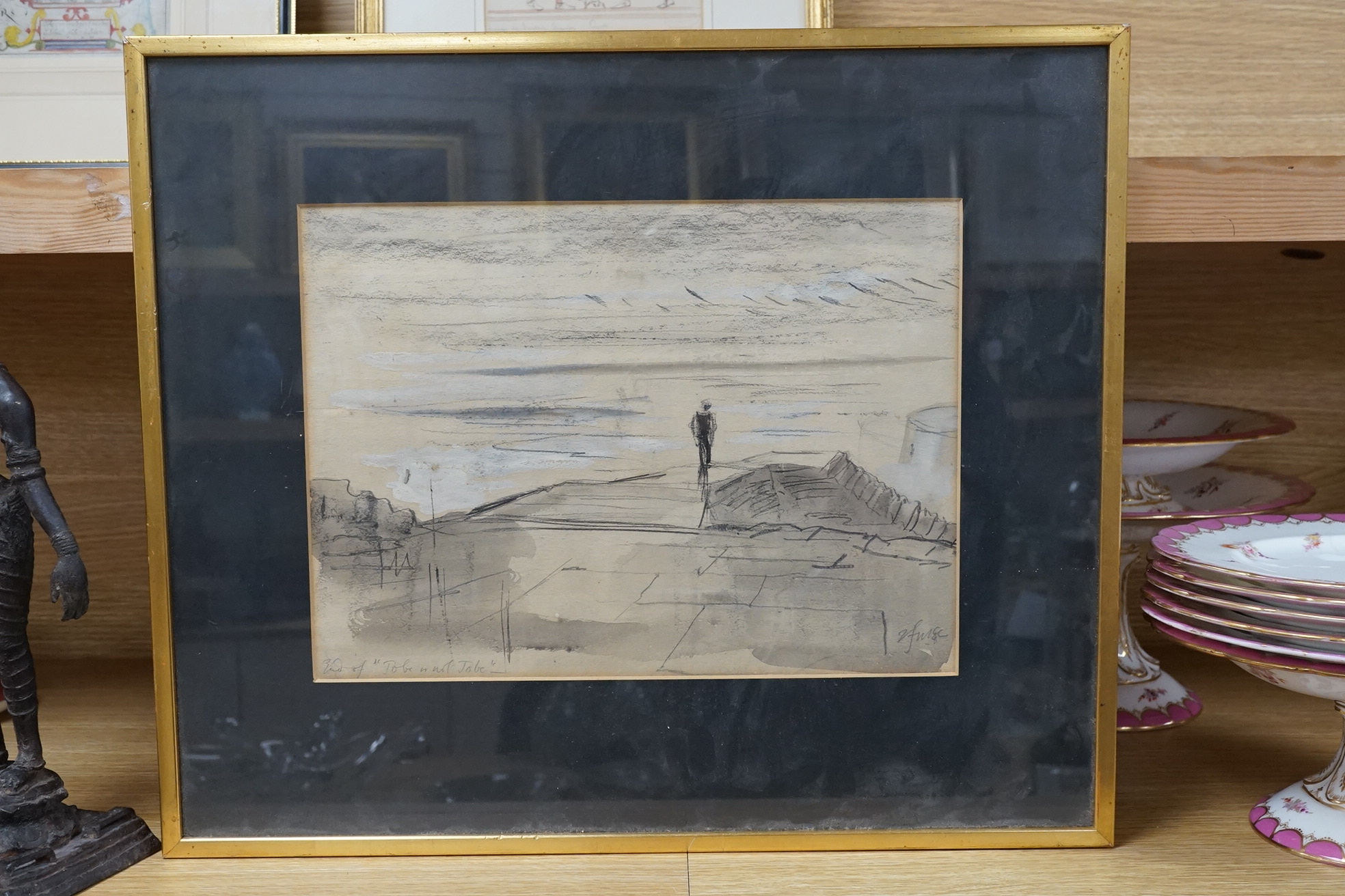 Roger Furse (1903-1972), theatrical interest charcoal and mixed media, Scene from Hamlet, signed and inscribed in pencil, 24 x 33cm. Condition - fair to good